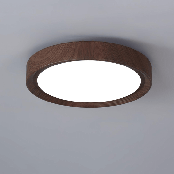 Rund LED Loftslampe med Træeffekt