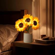 LED Solsikke Lampe - Batteridrevet Bordlampe