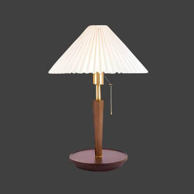 Plisseret Træ Bordlampe - Vintage Design