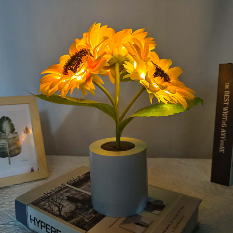 LED Solsikke Lampe - Batteridrevet Bordlampe