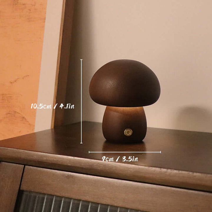 Genopladelig Træ-Svampe Bordlampe