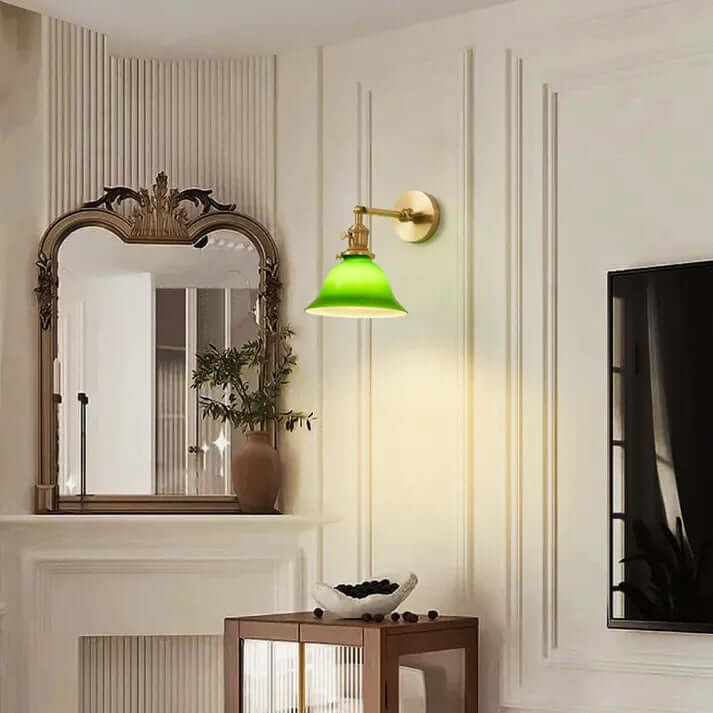 Justerbar Væglampe i Grønt Glas - Vintage Stil