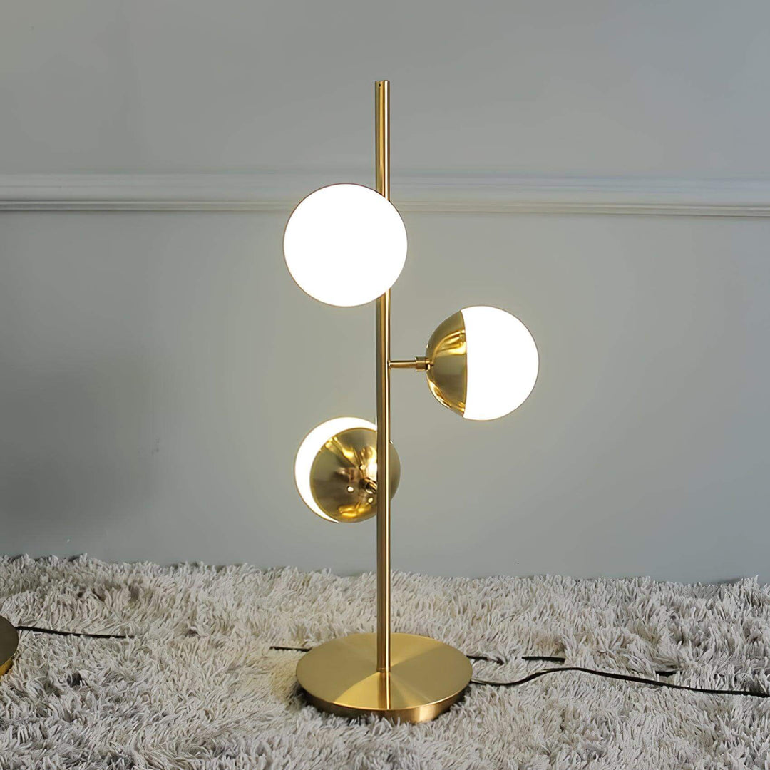 Moderne LED Trælampe med Glaskugler