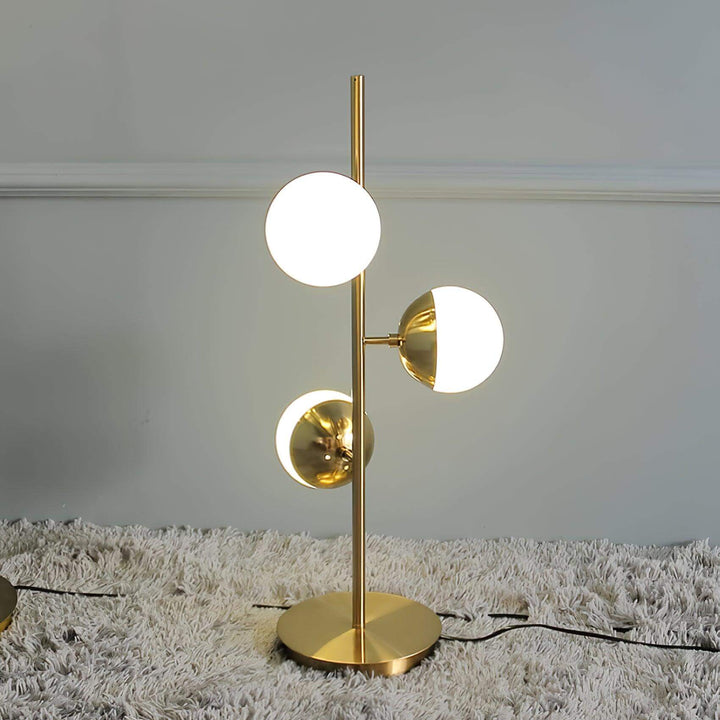Moderne LED Trælampe med Glaskugler