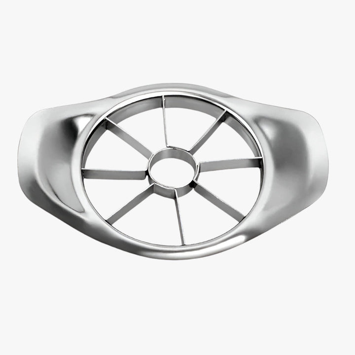 "Effektiv æbleskræller i rustfrit stål til skrælning og skæring af frugt, med holdbart og pladsbesparende design."