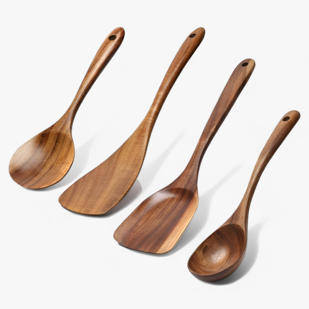 "Elegant 7-delt køkkenredskabssæt i moderne design med ergonomiske håndtag, perfekt til enhver køkkenindretning."