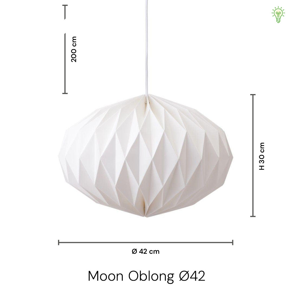 Elegant beige dråbeformet akrylpendel Ø42 cm med blød 360° lysspredning, ideel til stue eller soveværelse.
