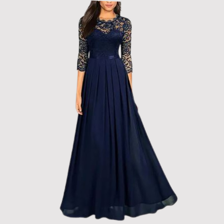 "Elegant blonder chiffon kjole til kvinder i smukke farver, perfekt til festlige anledninger, med flatterende pasform."