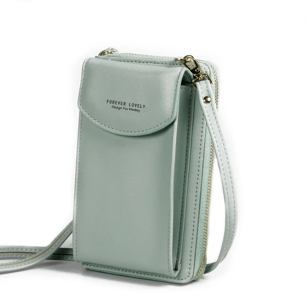 Elegant crossbody taske med guldfarvede beslag og justerbar rem, ideel til hverdagsbrug og festlige lejligheder.
