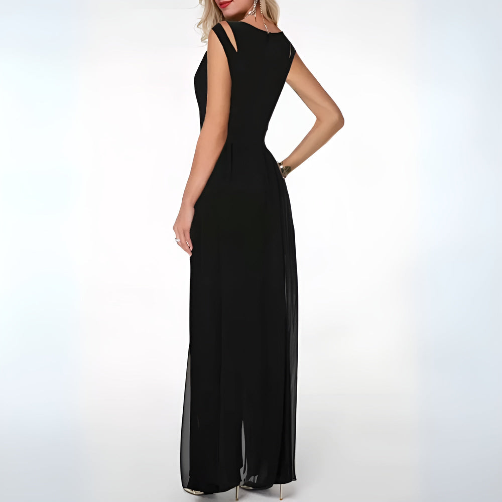 Komfortabel casual heldragt til kvinder, sort dame jumpsuit med afslappet pasform til hverdagsmode.