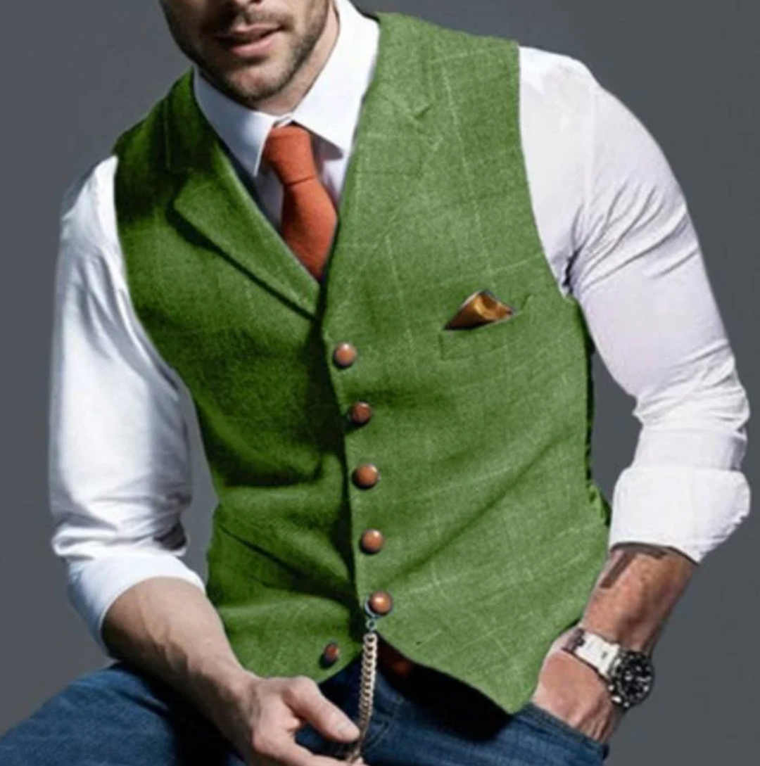 "Elegant gilet til mænd, stilfuldt design med subtile detaljer, perfekt over skjorte, ideel til hverdag og formelle lejlighed