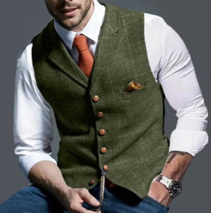 "Elegant gilet til mænd, stilfuldt design med subtile detaljer, perfekt over skjorte, ideel til hverdag og formelle lejlighed