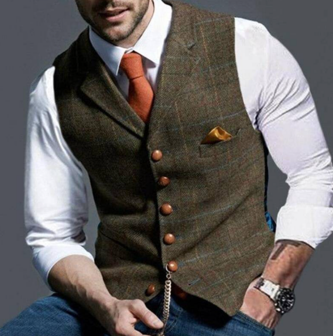 "Elegant gilet til mænd, stilfuldt design med subtile detaljer, perfekt over skjorte, ideel til hverdag og formelle lejlighed