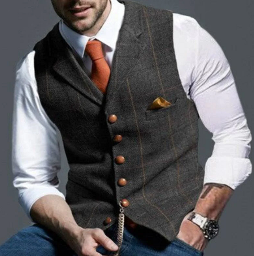 "Elegant gilet til mænd, stilfuldt design med subtile detaljer, perfekt over skjorte, ideel til hverdag og formelle lejlighed