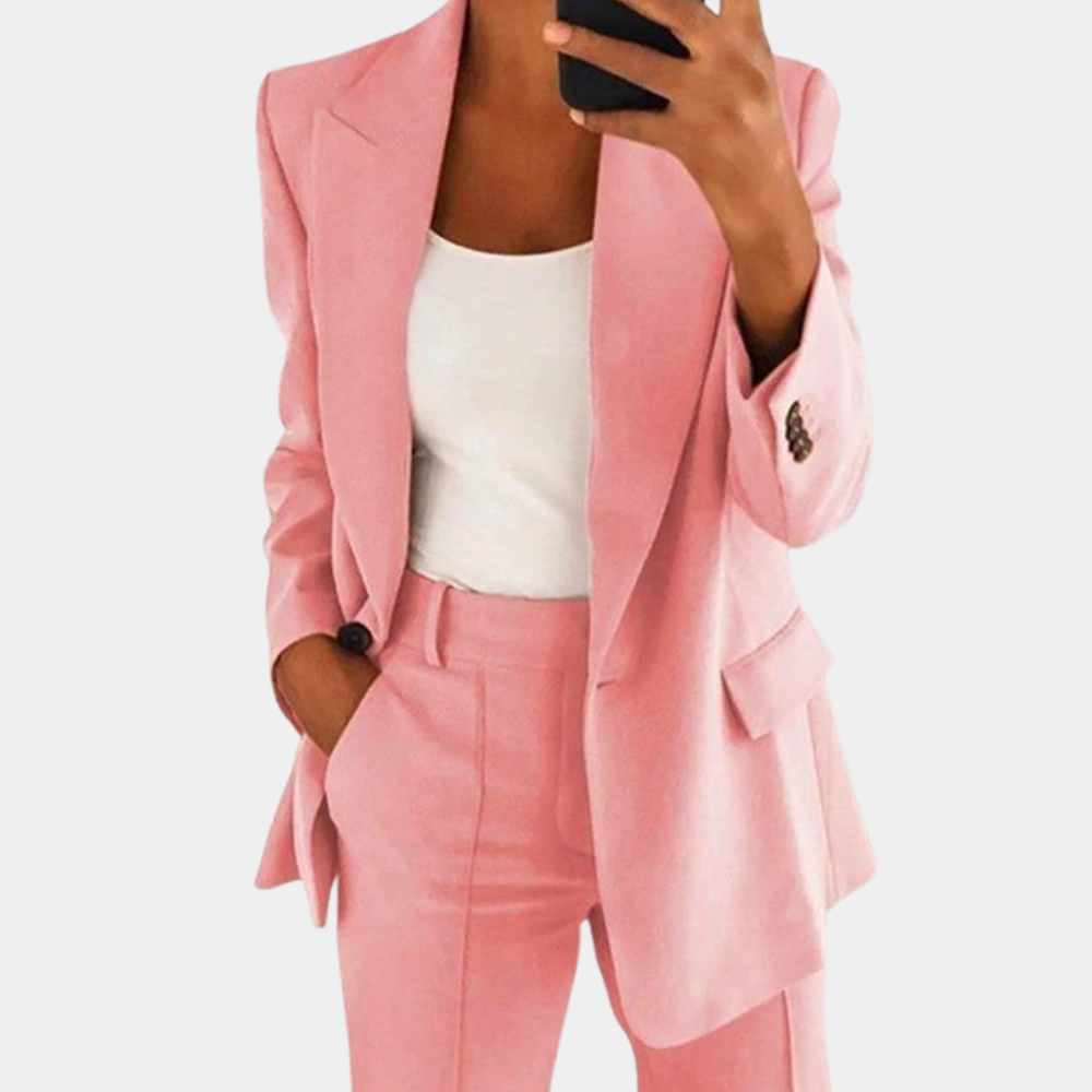Fin pink blazer til kvinder; tilføjer et strejf af farve til din garderobe.