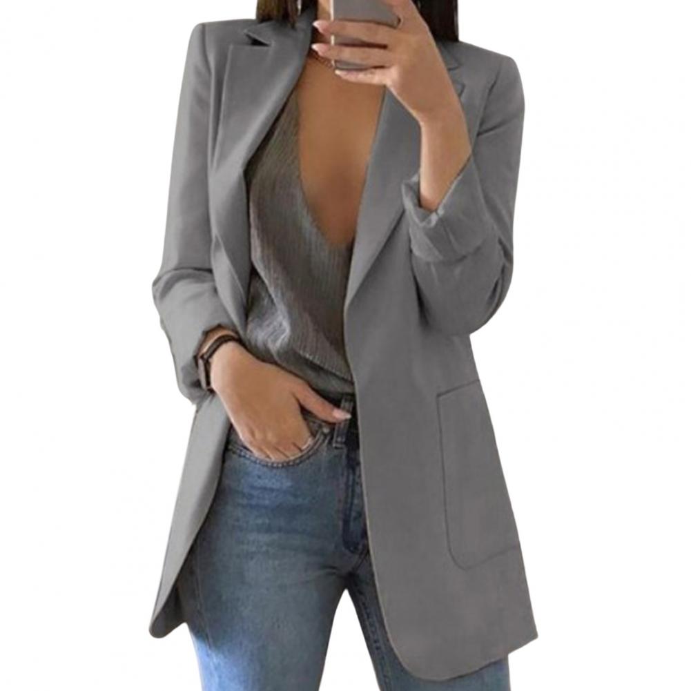 Moderigtig lang blazer til kvinder. Casual og elegant kontorblazer. Alsidig til alle lejligheder.