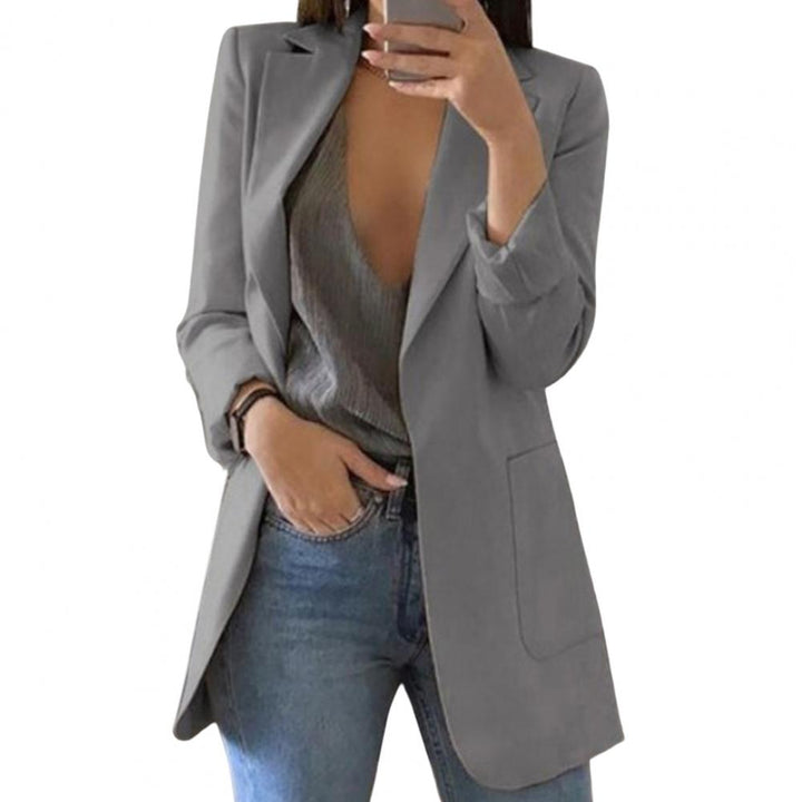 Moderigtig lang blazer til kvinder. Casual og elegant kontorblazer. Alsidig til alle lejligheder.