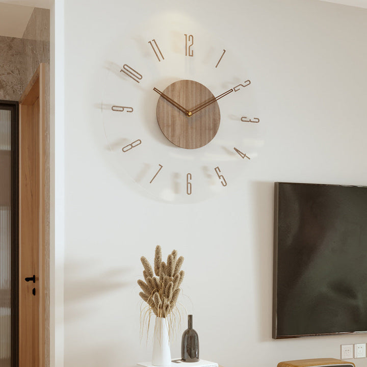 Træ vægur med minimalistisk skandinavisk design. Ideelt ur til elegant og tidløs vægdekoration i hjemmet.