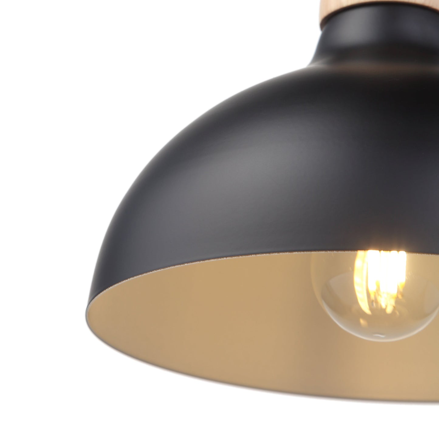 "Elegant Oak pendel lampe Ø19 i lyst træ og sort, stilrent design til moderne og klassiske indretninger, Ø19 cm."