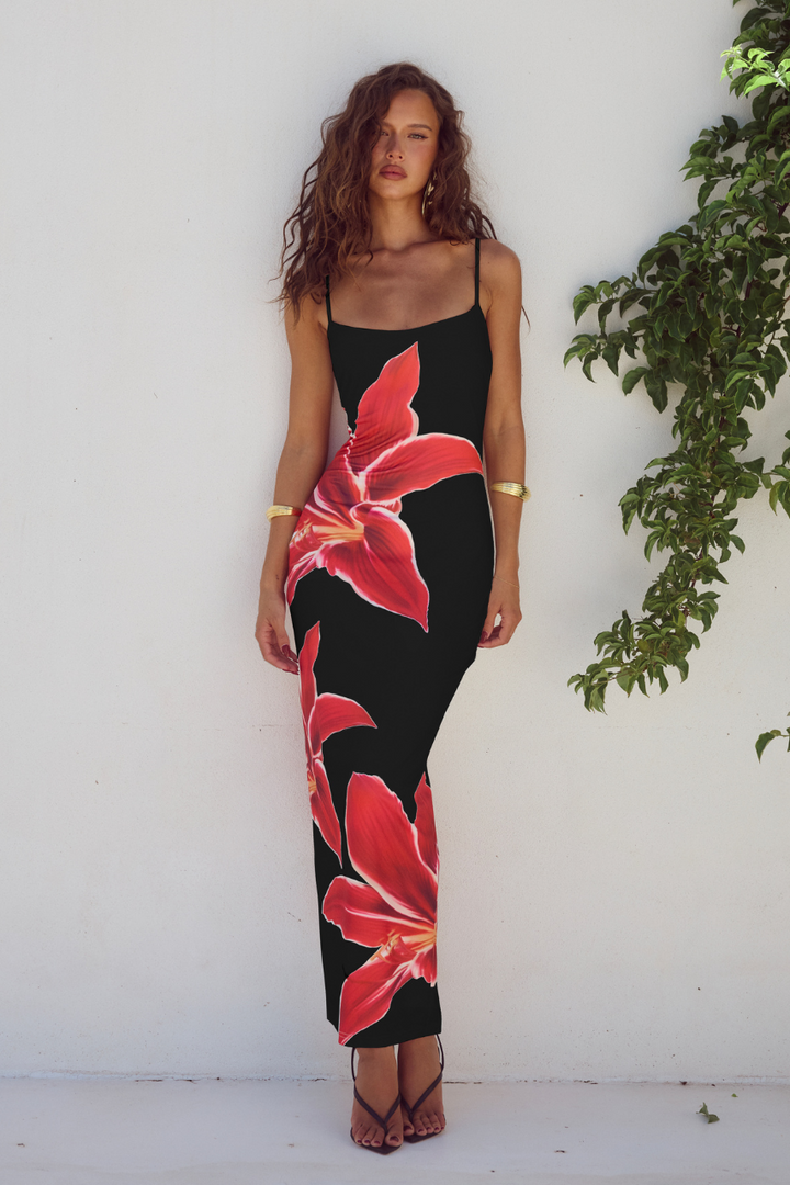 Elegant Selina kjole med blomsterprint, figursyet til kvinder