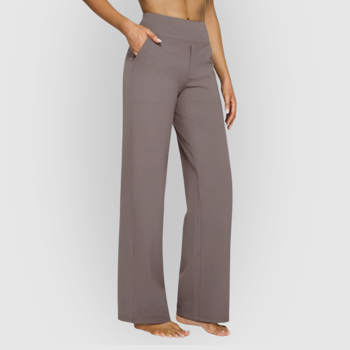 Elegante dame wide-leg bukser med høj talje, ideelle til moderne stil og komfort.