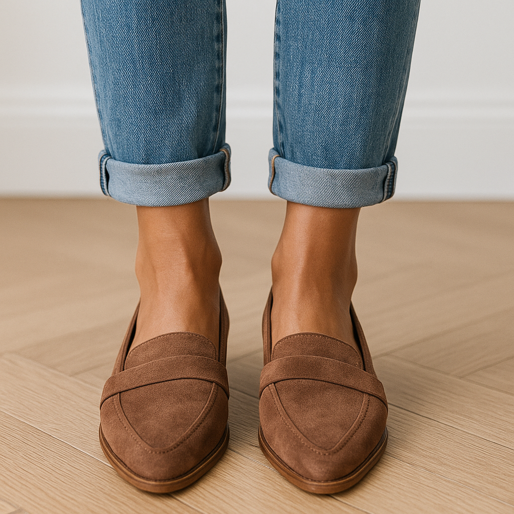 Alsidige brune loafers til kvinder, flade komfortsko med spids tå, ideelle til casual og elegante anledninger.