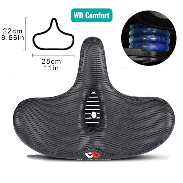 "Ergonomisk cykelsadel med ventilationskanal, stilfuldt design og ekstra komfort til lange cykelture."