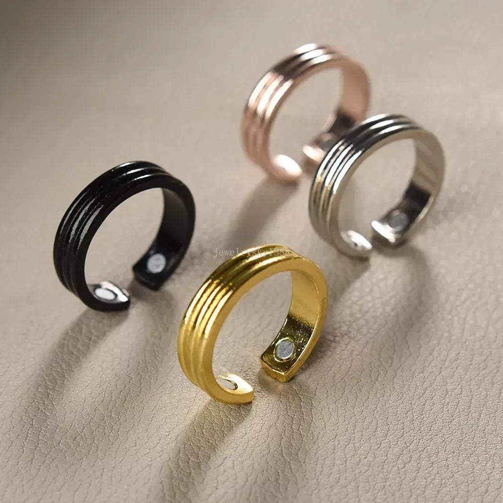 Snorkestop Magnetring i guld, akupressur mod snorken, elegant design til mænd og kvinder