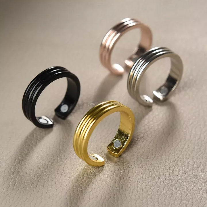 Snorkestop Magnetring i guld, akupressur mod snorken, elegant design til mænd og kvinder