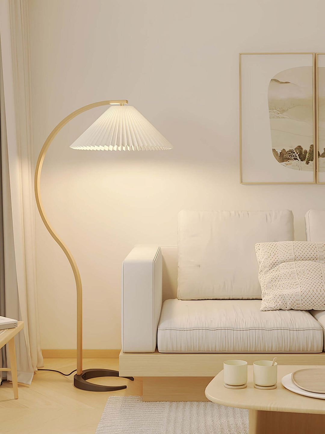 Designer Gulvlampe i Træ & Metal