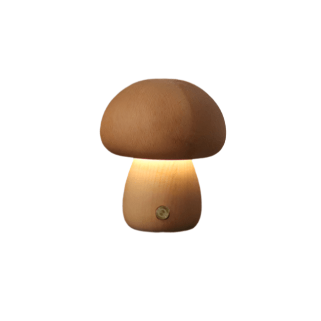 Genopladelig Træ-Svampe Bordlampe
