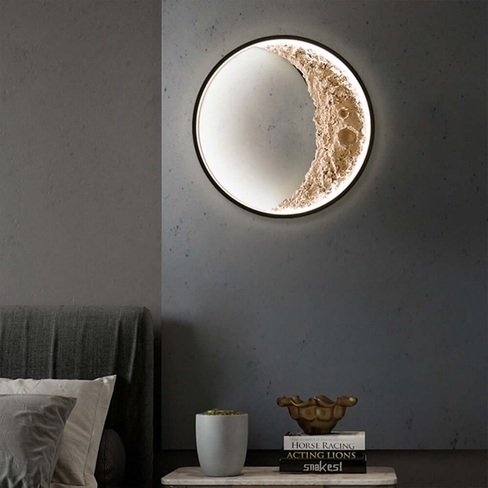 3D Måne Væglampe - 40cm LED Halvmåne Lampe