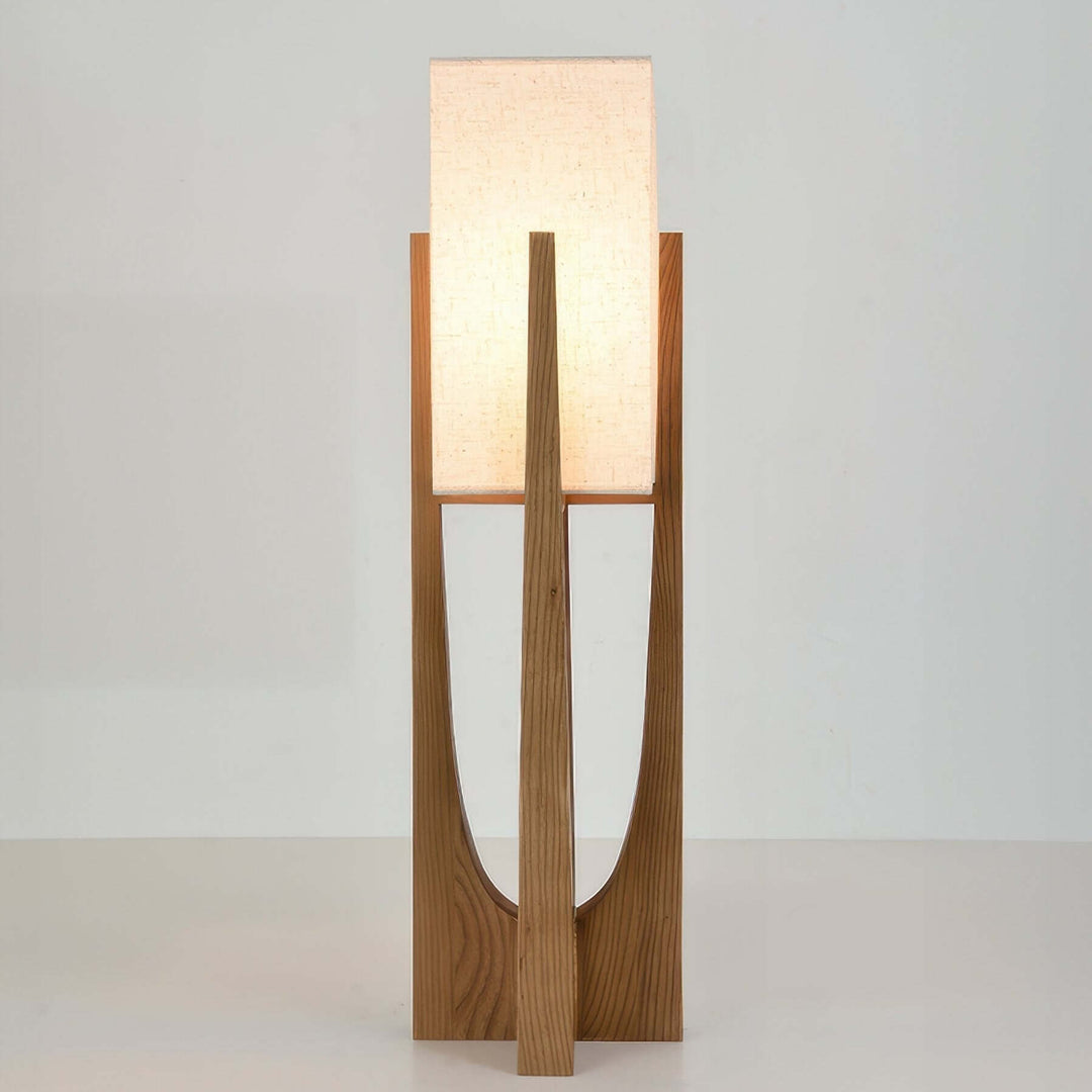 Elegant Gulvlampe i Valnøddetræ med Justerbar Belysning