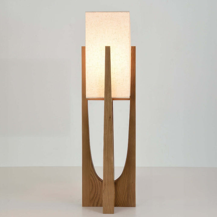 Elegant Gulvlampe i Valnøddetræ med Justerbar Belysning