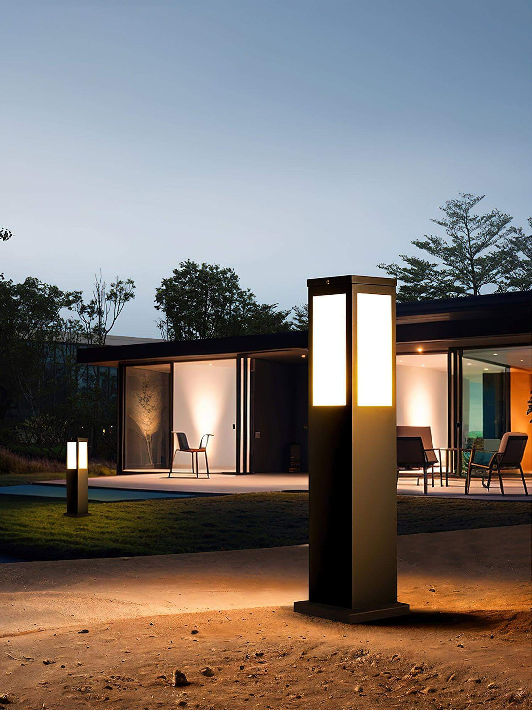 Moderne Udendørs Pullertlampe i Aluminium