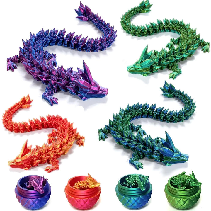 Nærbillede af den artikulerede, bevægelige dragefigur, der viser dens fleksibilitet og detaljerede design til leg.