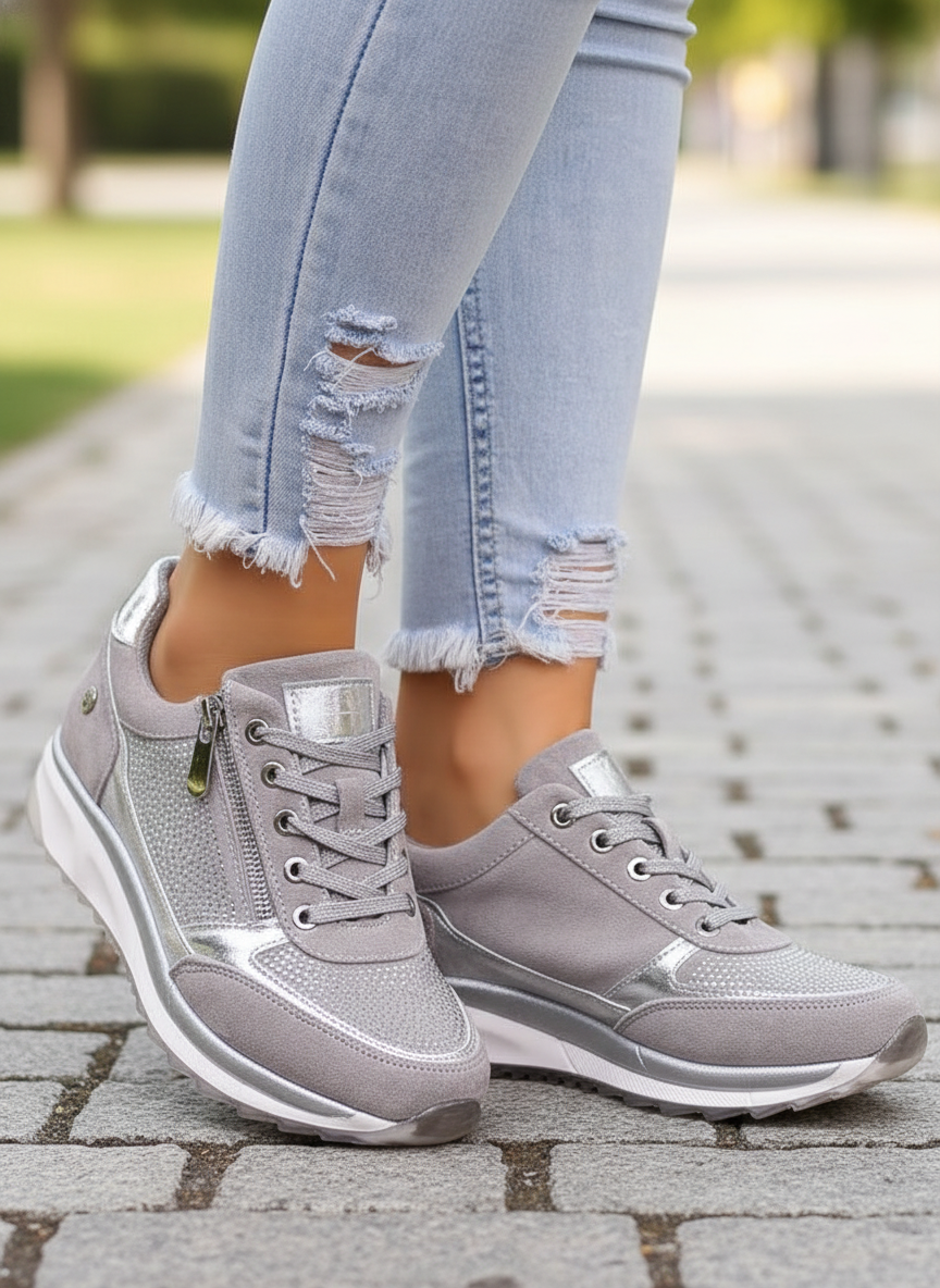 Grå ortopædiske dame sneakers, Gabriele, for optimal komfort og støtte hele dagen.