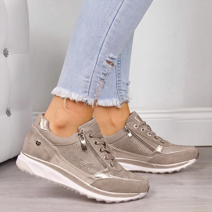 Beige ortopædiske dame sneakers, Gabriele, for hele dagens komfort og ergonomisk støtte.