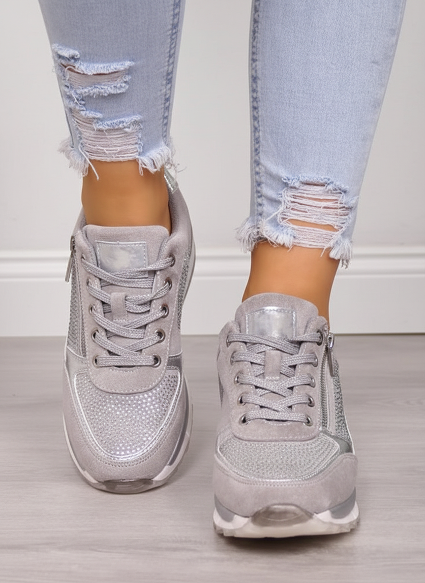 Stilfulde blå ortopædiske sneakers til kvinder, ergonomisk design for hverdagsbrug.