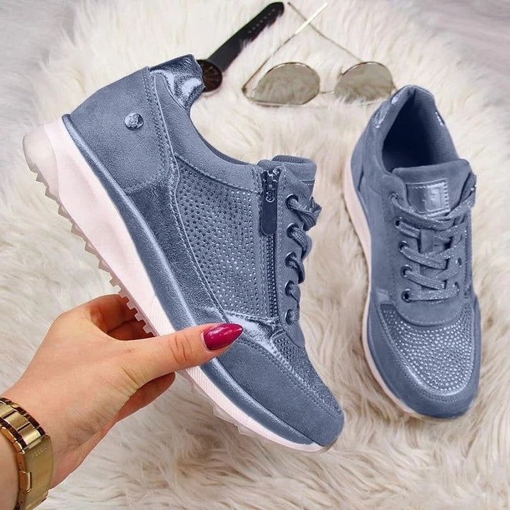 Grønne, støttende sneakers til kvinder, optimal komfort og justerbar pasform.
