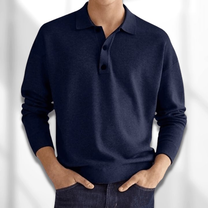 Grå poloshirt til mænd, luksuriøst blødt stof med moderne snit. Perfekt til både hverdag og formelle anledninger.
