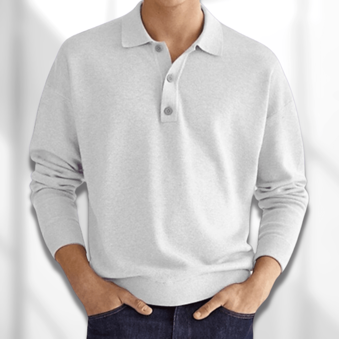 Grå poloshirt til mænd, luksuriøst blødt stof med moderne snit. Perfekt til både hverdag og formelle anledninger.