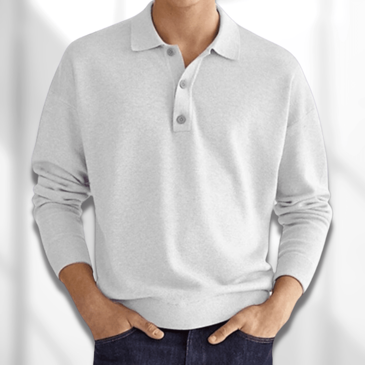 Grå poloshirt til mænd, luksuriøst blødt stof med moderne snit. Perfekt til både hverdag og formelle anledninger.