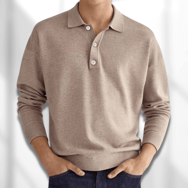Grå poloshirt til mænd, luksuriøst blødt stof med moderne snit. Perfekt til både hverdag og formelle anledninger.