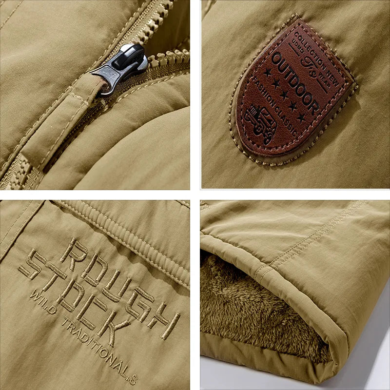 Isoleret herrejakke med hætte, designet til optimal komfort og beskyttelse i koldt vejr. Velegnet til udendørs eventyr.