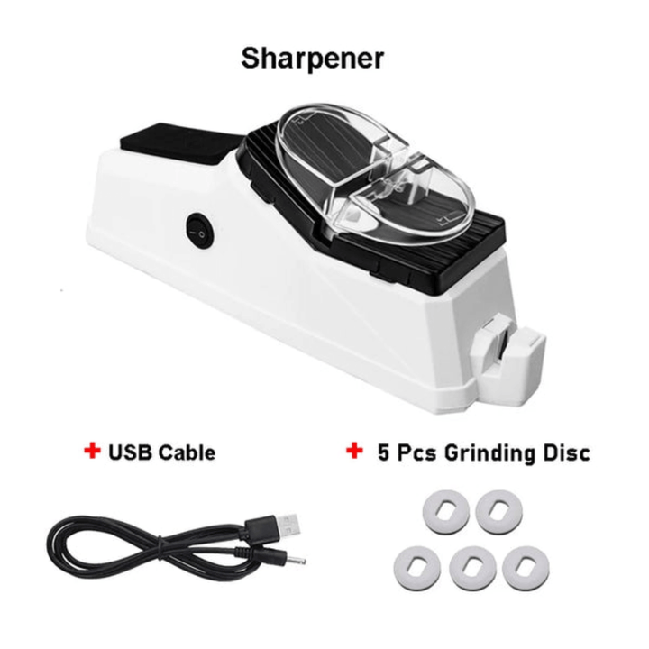 MARNY elektrisk knivsliber med USB-kabel. Nem opladning og skarpere køkkenknive til alle behov.