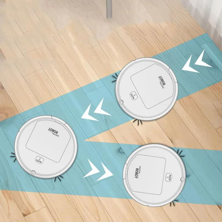 Intelligent robotstøvsuger med slankt design, fejer, støvsuger og moprer; avanceret gulvrengøring uden anstrengelser.