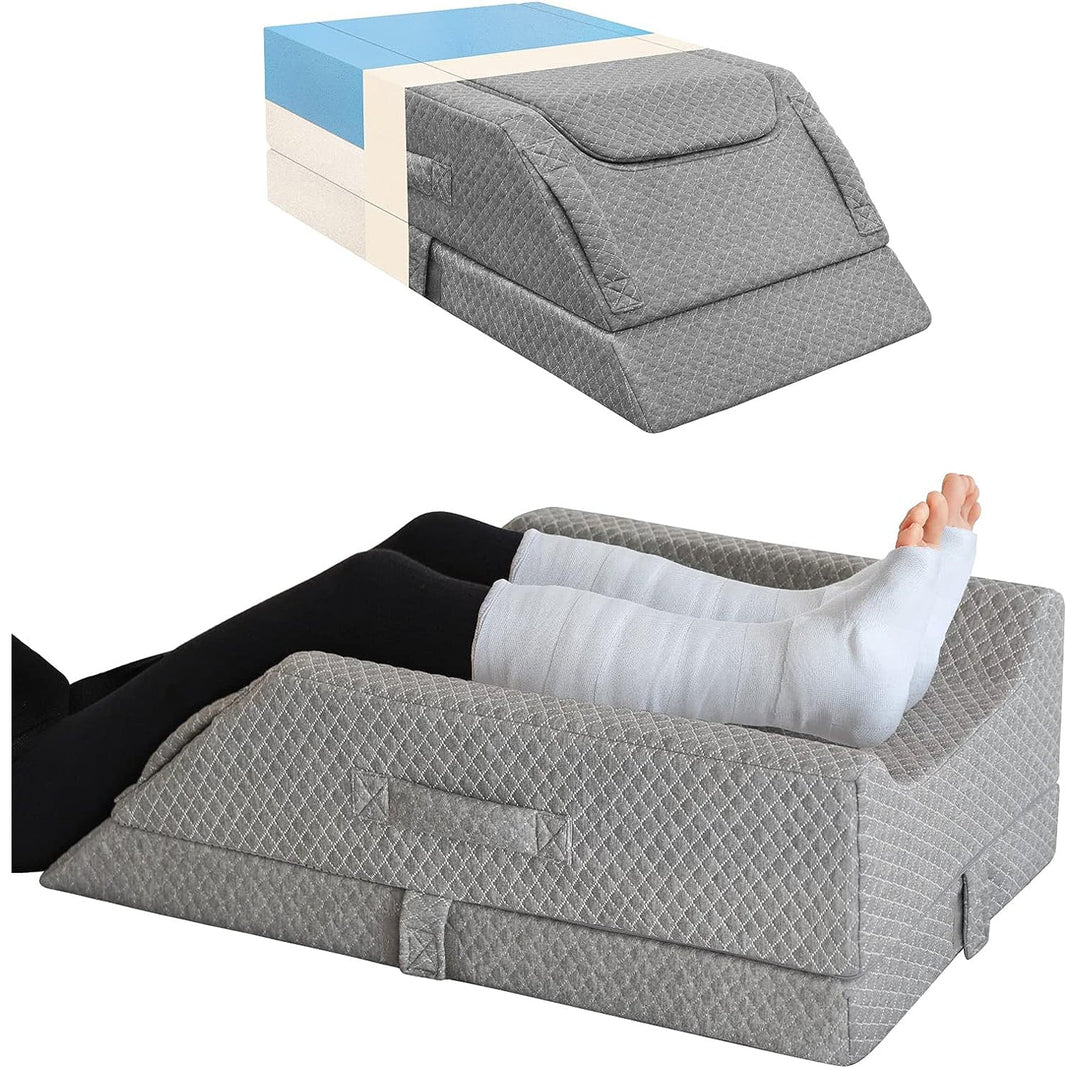 Justerbar U-formet benpude i memory skum giver ergonomisk benstøtte og aflastning for optimal komfort under hvile.