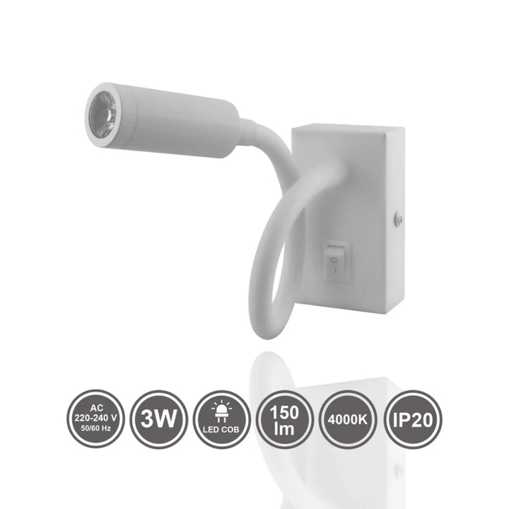 LED Flex Væglampe Sort | Justerbar Retning