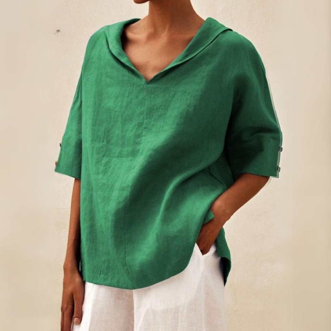 "Klara løs pasform bluse i brun, afslappet og elegant, perfekt til hverdag, passer til jeans og nederdele"